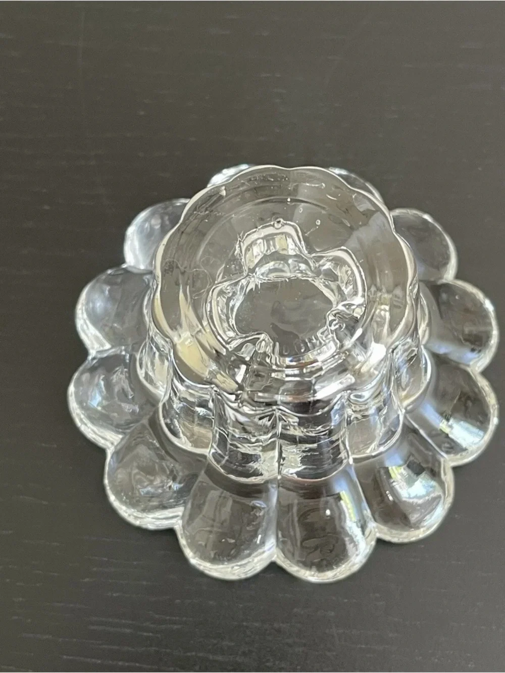 Vintage KIG Crystal Candle Holder Flower Petal Design Indonesia 2 Inch